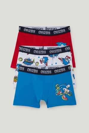 Blue C&A Multipack Of 3 Sonic Boxer Organic Cotton Boys' Underwear | BDCLU-9465