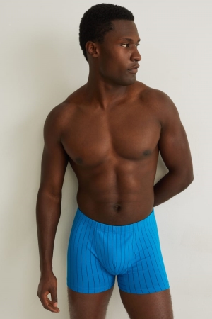 Blue C&A Multipack Of 3 Trunks Organic Cotton Lycra® Striped Men's Underwear | XWVOF-0451