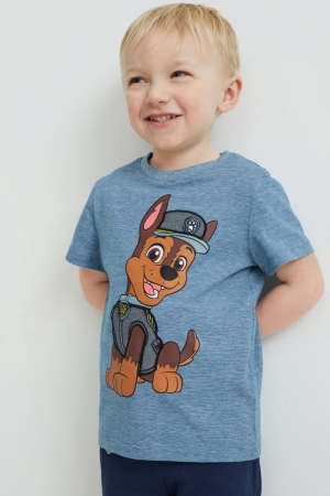 Blue C&A Paw Patrol Sleeve With In-conversion Cotton Boys' T-shirts | OXZTD-9143