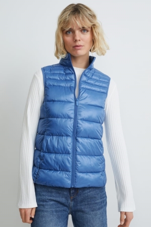 Blue C&A Quilted Gilet Women's Jackets | HLOQX-0415