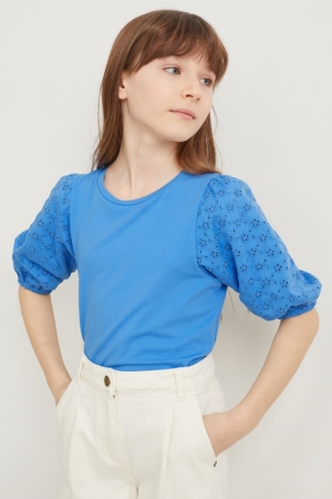 Blue C&A Sleeve Girls' T-shirts | BKUZD-1395