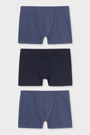 Blue / Dark Blue C&A Multipack Of 3 Trunks Organic Cotton Men's Underwear | CZXJI-0597