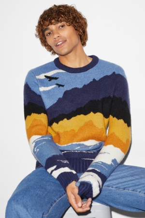 Blue / Light Blue C&A Clockhouse Men's Jumper | EMQXG-3824