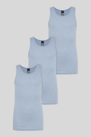 Blue Melange C&A Multipack Of 3 Vest Organic Cotton Boys' Underwear | XLMTF-9826