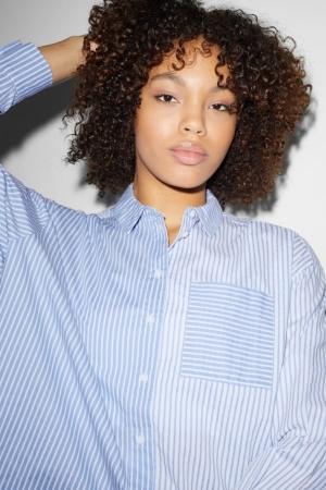 Blue / White C&A Clockhouse Striped Women's Blouses | ETPHI-8460