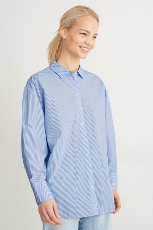 Blue / White C&A Striped Women's Blouses | YESXP-0784