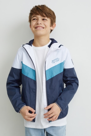 Blue / White C&A With Hood Girls' Jackets | TRSEK-2839