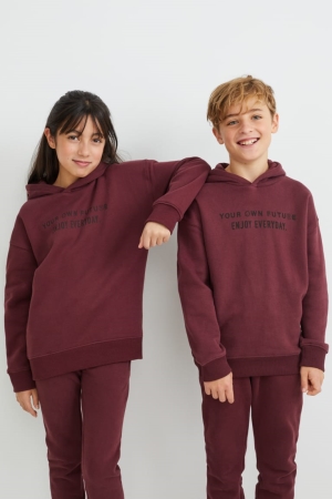 Bordeaux C&A Genderneutral Girls' Hoodie | CTMGU-4172