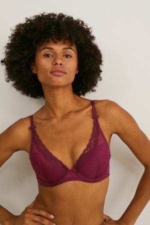 Bordeaux C&A Underwire Bra Demi Padded Women's Underwear | OGXFI-6381