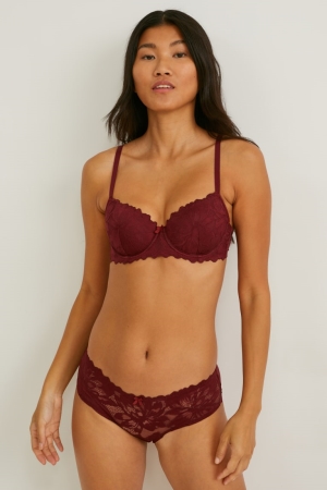 Bordeaux C&A Underwire Bra Demi Padded Women's Underwear | UFZXN-2735