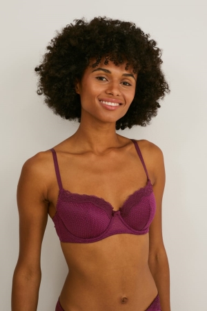 Bordeaux C&A Underwire Bra Full Coverage Padded Women's Underwear | HBQRM-0268