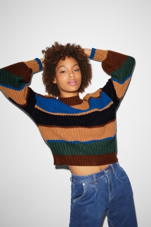 Brown / Blue C&A Clockhouse Women's Jumper | FJWCG-5714