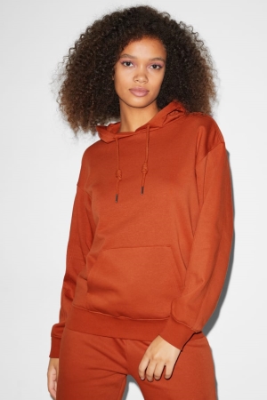 Brown C&A Clockhouse Recycled Women's Hoodie | UYAOZ-2359