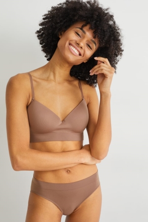 Brown C&A Non-wired Bra Padded Seamless Women's Underwear | HKZCA-0713