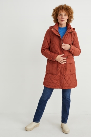 Brown C&A Quilted With Hood Bionic-finish®eco Women's Coats | TOLKM-6724