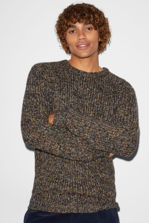 Brown Melange C&A Clockhouse Men's Jumper | FXYIK-5840