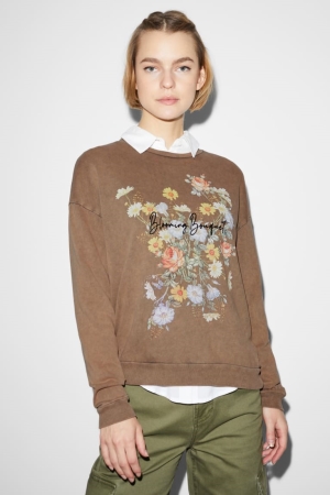 Brown Melange C&A Clockhouse Women's Sweatshirts | CXJUB-2867