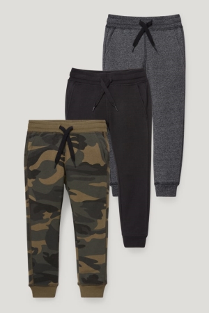 Camouflage C&A Multipack Of 3 Joggers Boys' Trousers | RIFBZ-9675