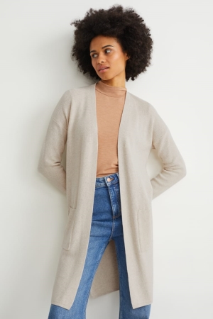 Creme C&A Basic Women's Cardigan | KYLBA-5829