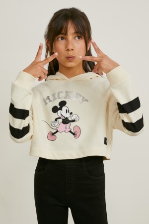 Creme C&A Mickey Mouse Set And 2 Piece Girls' Hoodie | FSLRA-1927