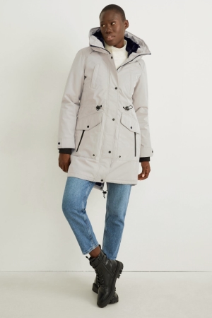 Creme C&A Parka With Hood Women's Coats | VUROF-3067