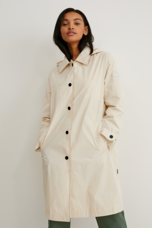 Creme C&A Trench With Hood Bionic-finish®eco Women's Coats | FUVBM-8259