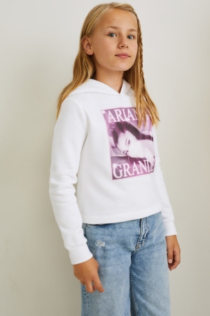 Creme White C&A Ariana Grande Girls' Hoodie | OIDYH-4560