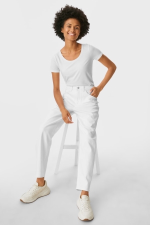 Creme White C&A Balloon High Waist Women's Jeans | QMUNP-3845