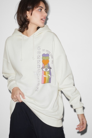 Creme White C&A Clockhouse Women's Hoodie | BUZVH-7432