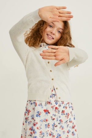 Creme White C&A Girls' Cardigan | KMSCD-7524