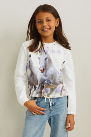 Creme White C&A Girls' Sweatshirts | BWMKY-9134