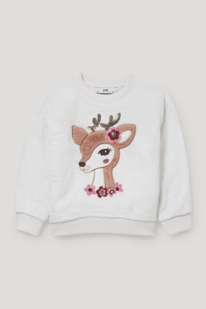 Creme White C&A Girls' Sweatshirts | RNKAJ-8765