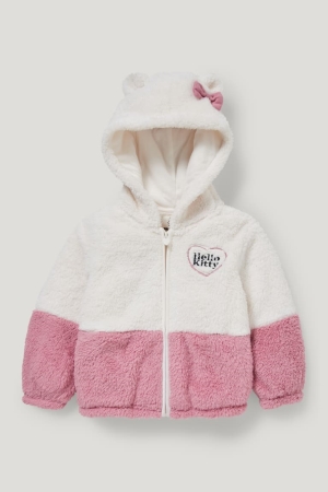 Creme White C&A Hello Kitty Teddy Fur With Hood Girls' Hoodie | WCGIZ-7120