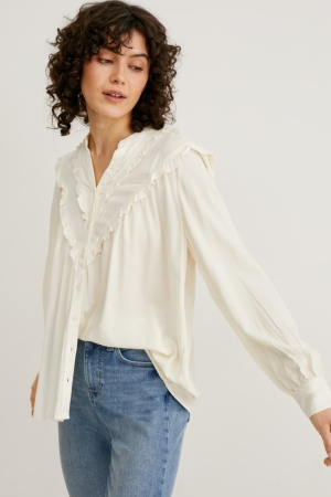 Creme White C&A Lenzing™ Ecovero™ Women's Blouses | WRMTA-7529