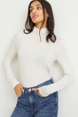 Creme White C&A Long Sleeve Women's Top | KOTLX-1653