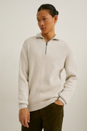 Creme White C&A Men's Jumper | RQKEH-1269