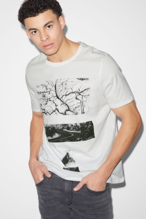 Creme White C&A Men's T-shirts | TGDCA-2147