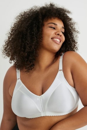 Creme White C&A Minimiser Bra Shiny Women's Underwear | JQEKG-9740