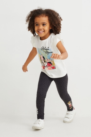 Creme White C&A Minnie Mouse Sleeve Girls' T-shirts | UPNHY-4380