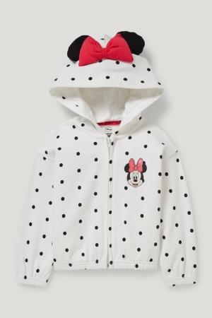 Creme White C&A Minnie Mouse Zip-through With Hood Polka Dot Girls' Sweatshirts | HIOCP-3975