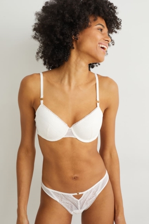 Creme White C&A Underwire Bra Demi Padded Women's Underwear | VYHUZ-4130