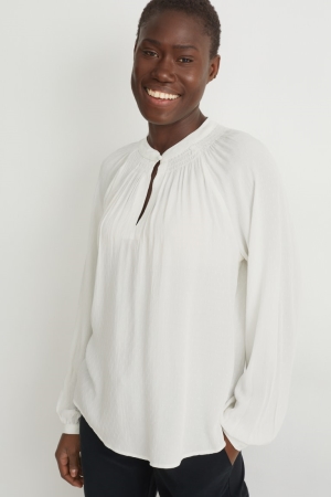 Creme White C&A With Lenzing™ Ecovero™ Women's Blouses | SJEOK-6790