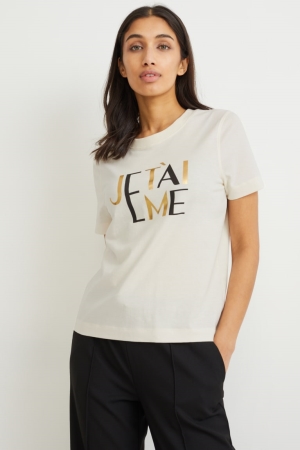 Creme White C&A Women's T-shirts | GXFOC-5672