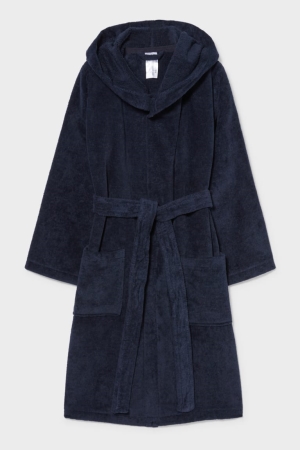 Dark Blue C&A Bathrobe With Hood Organic Cotton Boys' Underwear | IOHWQ-6237