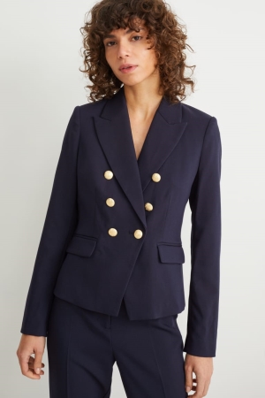 Dark Blue C&A Business Fitted Recycled Women's Jackets | GCXSW-5168