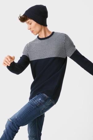 Dark Blue C&A Clockhouse Men's Jumper | JVGAM-9410