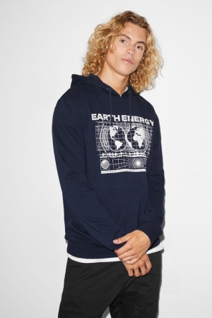 Dark Blue C&A Clockhouse Men's Sweatshirts | TKJBZ-6570