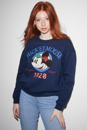 Dark Blue C&A Clockhouse Mickey Mouse Women's Sweatshirts | BMLAS-7618