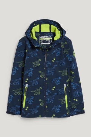 Dark Blue C&A Dinosaur Softshell With Hood Girls' Jackets | ACIHB-4275