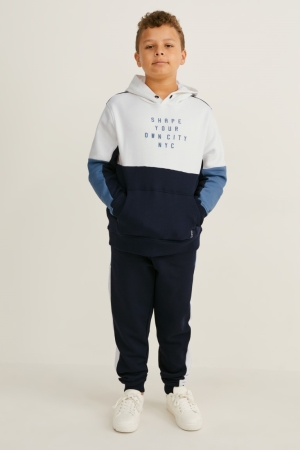 Dark Blue C&A Extended Sizes Set And Joggers 2 Piece Boys' Trousers | BYUKL-6437